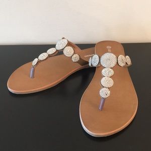 Flat crystal thong sandal